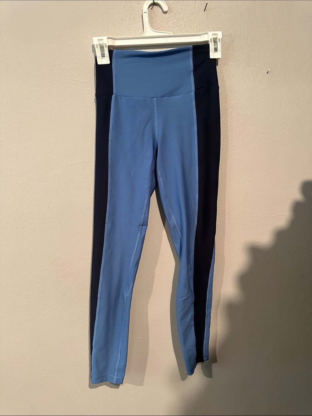Light Blue/Navy Colorblock High-Waist Leggings ankle length + green and black